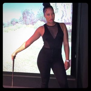 Black lace and mesh body suit!